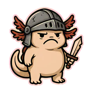 Artwork for Grumpy Axolotl Knight – The Soggy Hero – Men's/Unisex T-Shirt