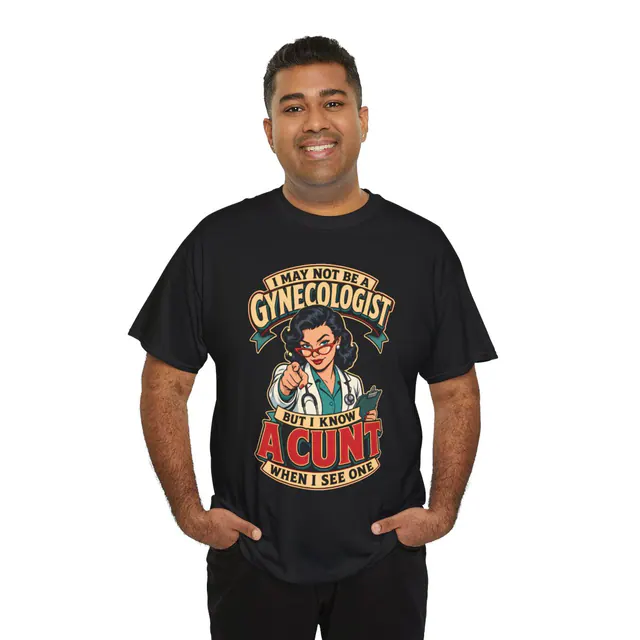 Certified Cunt Diagnosis – Men's/Unisex T-Shirt worn on a model