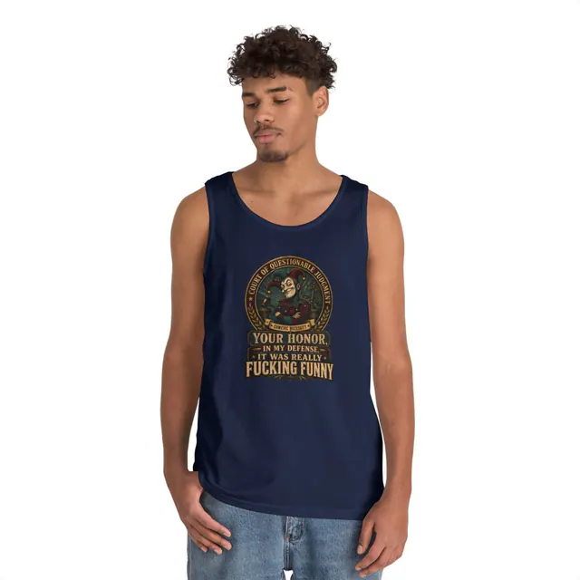 Comedic Necessity – Tank Top worn on a model