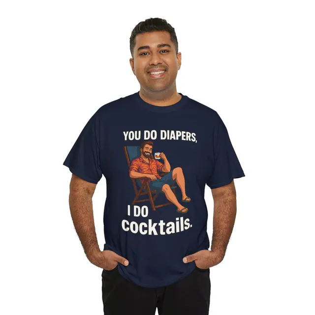 Diapers and Cocktails – Men's/Unisex T-Shirt worn on a model
