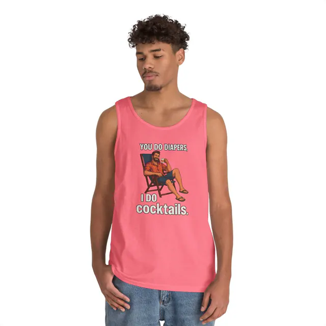 Diapers and Cocktails – Tank Top worn on a model