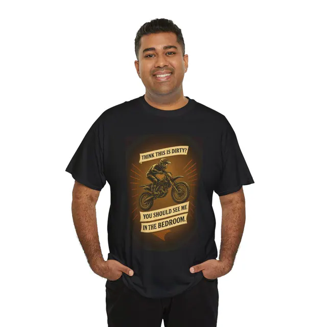 Dirty Biker – Men's/Unisex T-Shirt worn on a model
