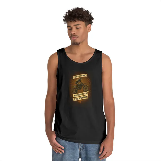 Dirty Biker – Tank Top worn on a model