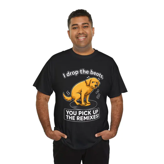 Drop the Beats – Men's/Unisex T-Shirt worn on a model