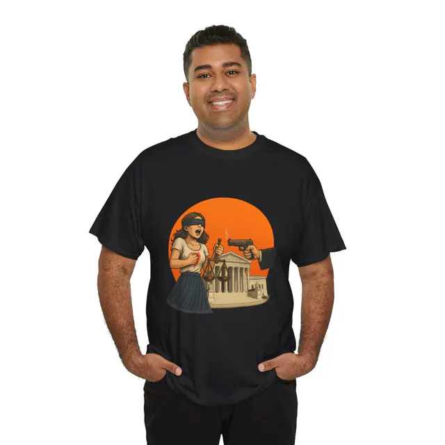 Injustice – Men's/Unisex T-Shirt worn on a model