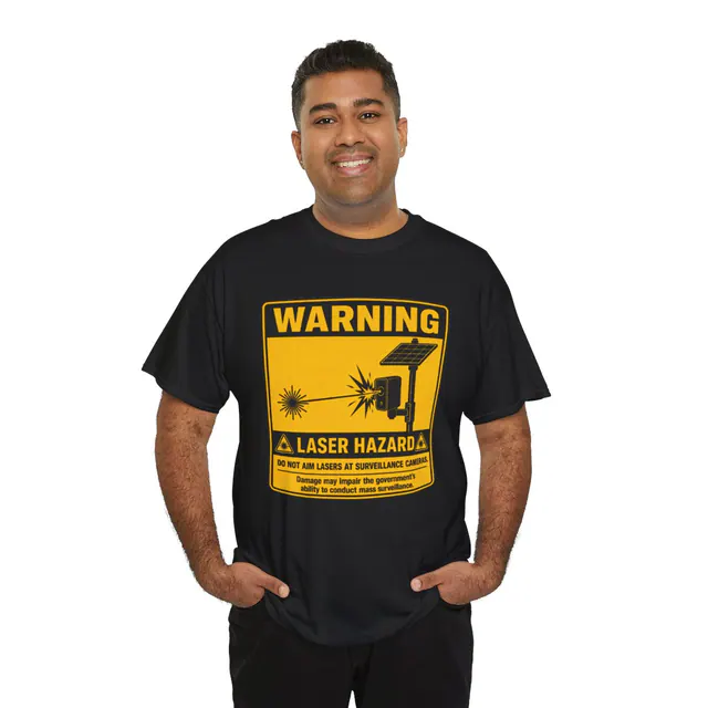 Mass Surveillance Hazard – Men's/Unisex T-Shirt worn on a model