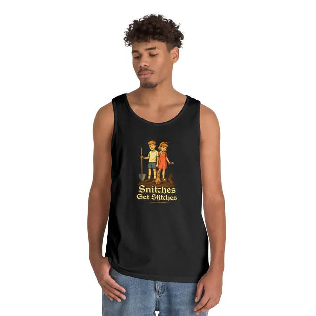 Snitches Get Stitches - Tank Top worn on a model